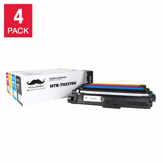 Moustache Compatible Brother TN227 Black and Tri- Colour Toner Cartridge With Chip 4-pack (TN227)