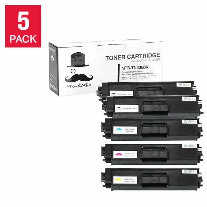 Moustache Compatible Brother TN-336 Black and Tri-Colour Cartridge 5-pack (TN336)