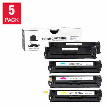 Moustache Remanufactured HP 131A Black (CF210) and Colour (CF211, CF212, CF213) Toner Cartridge 5-pack