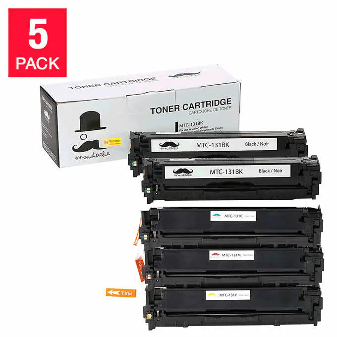 Moustache Remanufactured Canon 131 Black (6272B001) and Colour (6271B001, 6270B001, 6269B001) Toner Cartridge 5-pack
