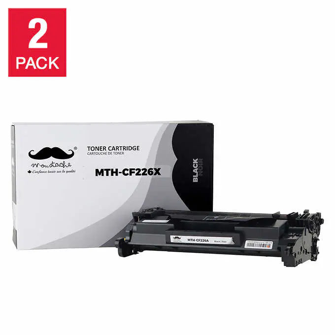 Moustache Compatible HP 26X (CF226X ) High-yield Black Toner Cartridge, 2-pack