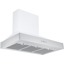 Ancona Pro 36” 600 CFM Wall Mount Pyramid Range Hood in White and Stainless Steel AN-1581