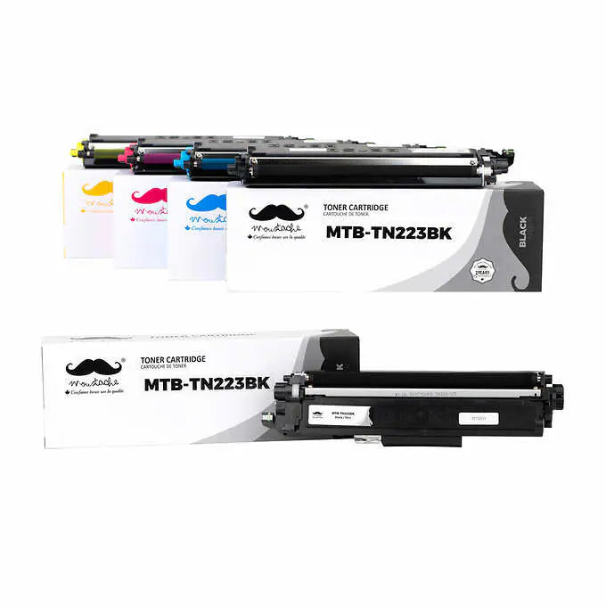 Moustache Compatible Brother TN223 (TN-223) Toner Cartridge Combo with Chip 5-pack