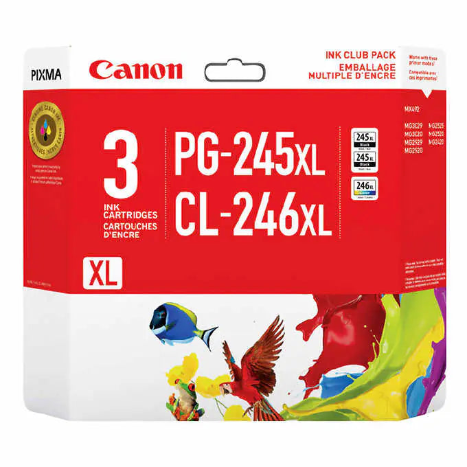 Canon PG-245XL Black and CL-246XL Color Ink Cartridge (8278B018) 3-pack