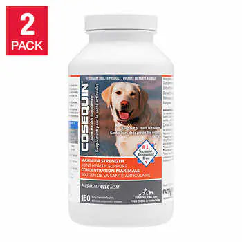 Cosequin DS Maximum Strength Plus MSM Joint Health Supplement for Dogs 180-count 2-pack