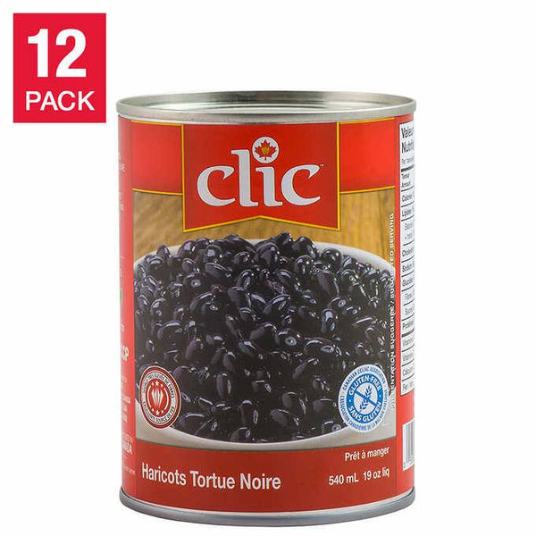 Clic Black Turtle Beans, 12 x 540 mL