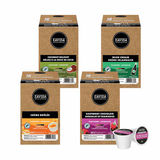 Zavida Dessert Tasters Variety Pack Fairtrade Coffee K-Cup Pods, 96- count