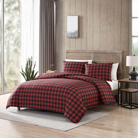 Eddie Bauer Home - Mountain Plaid Scarlet Comforter Set
