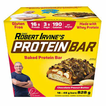 Chef Robert Irvine's Baked Protein Bars, Chocolate Peanut Butter, 18 × 46 g