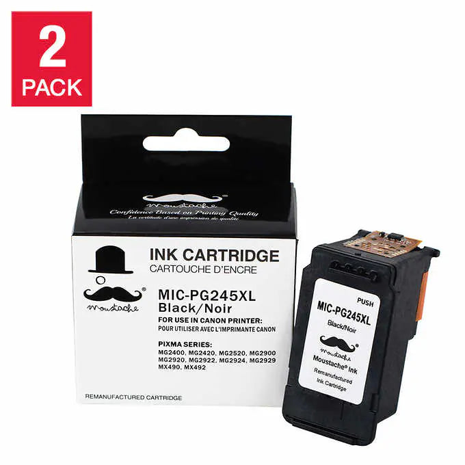 Moustache Remanufactured Canon PG245XL (8278B001AA) Black Ink Cartridge 2-pack