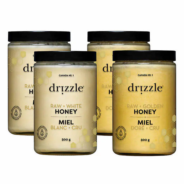 Drizzle Pure White and Golden Raw Honey, 4 x 500 g