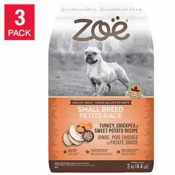 Zoe Small Breed Dry Dog Food, Turkey Chickpea and Sweet Potato Recipe, 3 x 2 kg (4.4 lb)