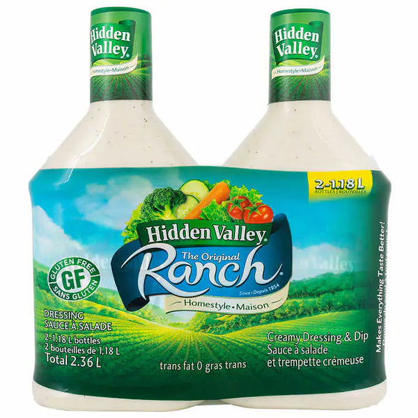 Hidden Valley Original Ranch Salad Dressing & Topping, 2 × 1.18 L