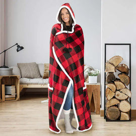 Hooded Throw with Sherpa 50