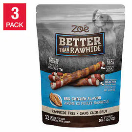 Zoë Better than Rawhide Twists BBQ Chicken, 36-count, 3 x 148 g (5.2 oz)
