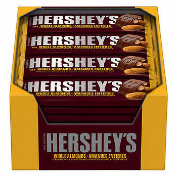 Hershey’s Whole Almond Creamy Milk Chocolate Bars, 36 × 43 g