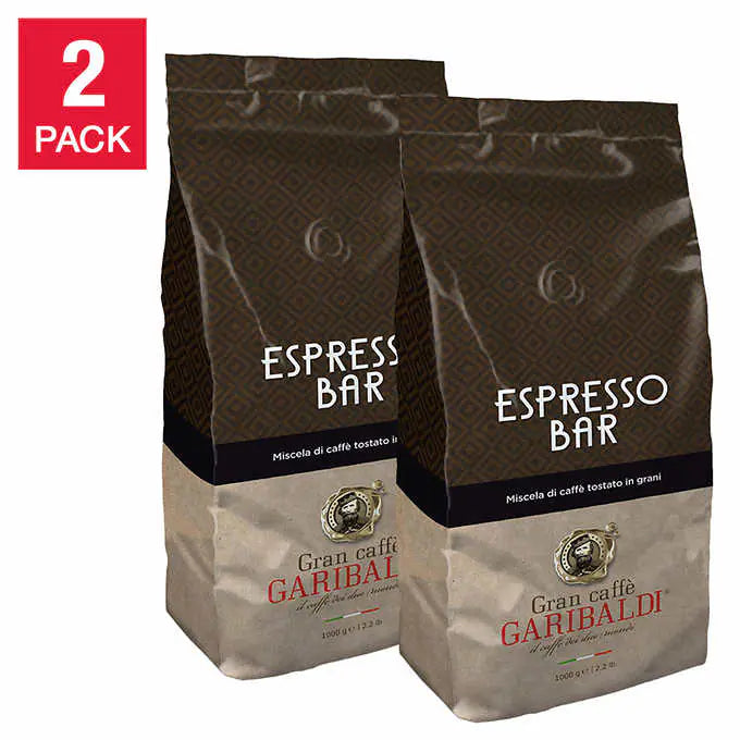 Gran Caffè Garibaldi Espresso Bar Whole Coffee Beans, 2 x 1 Kg