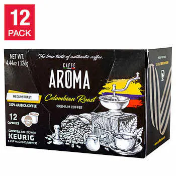 Caffe Aroma Colombian Roast Coffee K-Cup Pods, 144-count