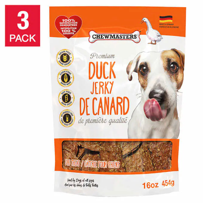 Chewmasters Premium Duck Dog Treats, 3 x 454 g (16 oz)