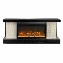 ActiveFlame Home Décor Series Fireplace Floating Mantel Shelf with Lighting, Hexagon Tile Finish ActiveFlame Home Décor Series Fireplace