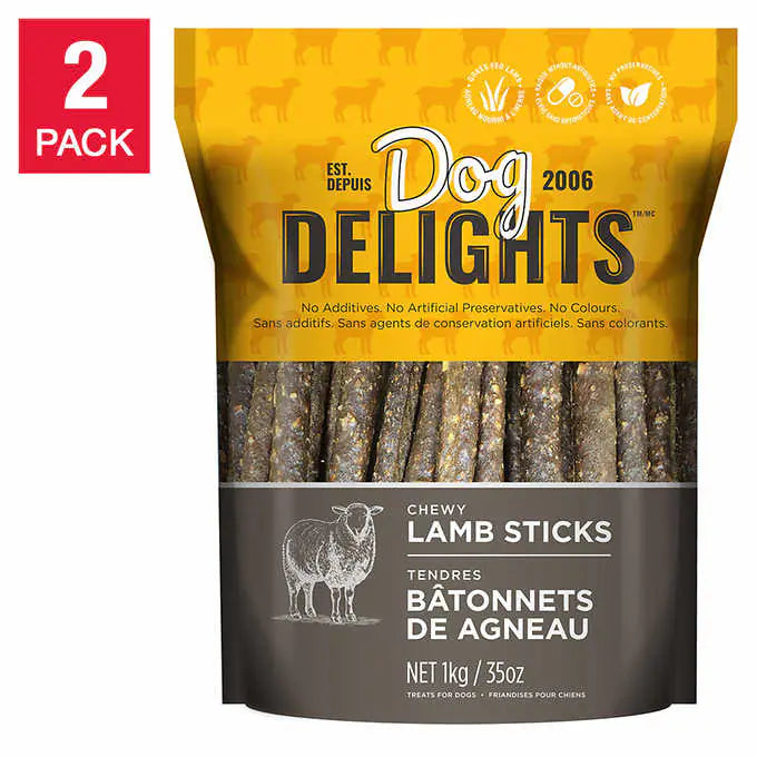 Dog Delights Chewy Lamb Sticks, 2 x 1kg ( 2.2 lb.)