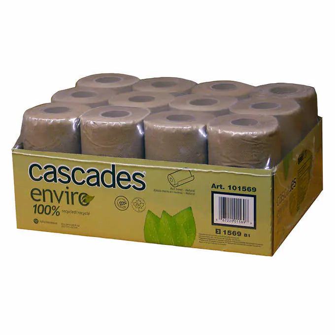 Cascades Enviro Brown Paper Towel Rolls, 12-pack