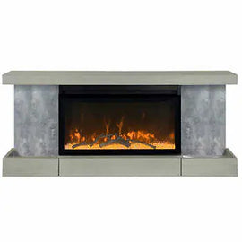 ActiveFlame Home Décor Series Fireplace Floating Mantel Shelf with Lighting, Urban Cement Finish