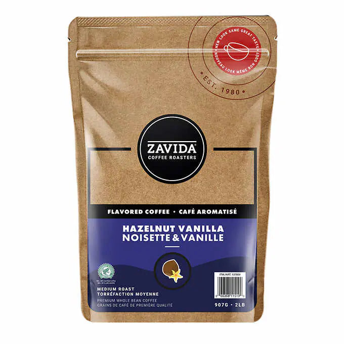 Zavida Hazelnut Vanilla Whole Bean Coffee, 907 g