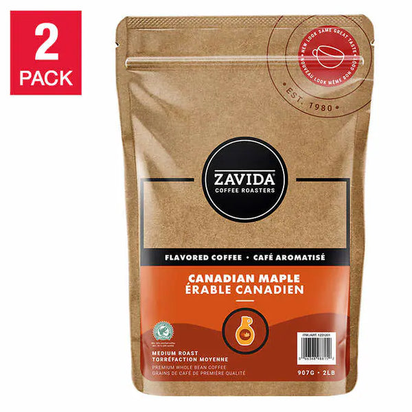 Zavida Canadian Maple Whole Bean Coffee, 2 x 907 g