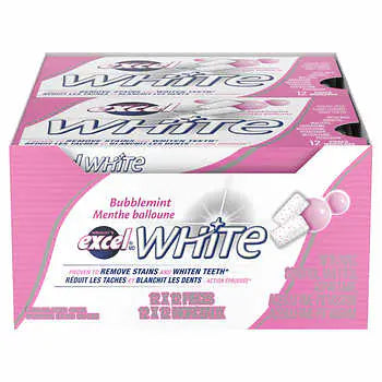 Excel White Sugar-free Bubblemint Gum, 12 × 12 pieces