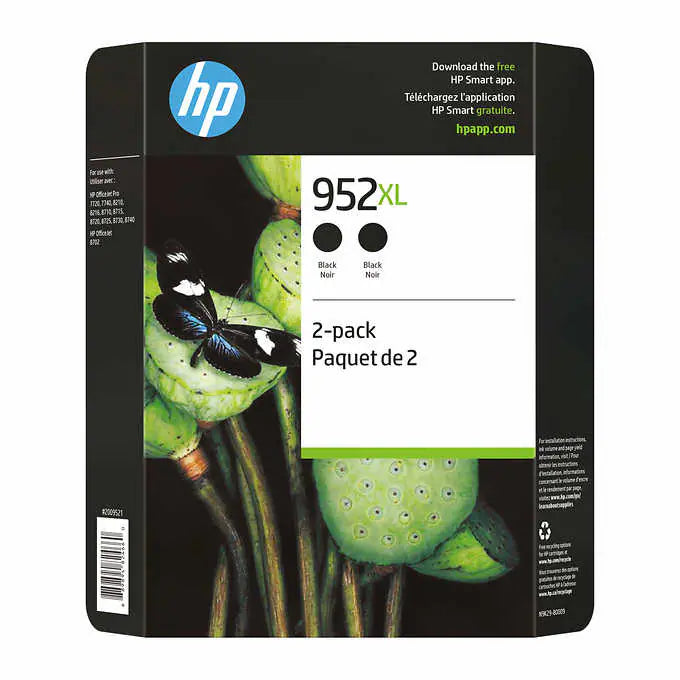 HP 952XL Black High Yield Original Ink Cartridges (N9K29BN) 2-pack