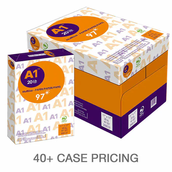 A1 - Premium Printer Paper; Ledger, 11 in x 17 in., 97 Bright, 20 lb., Case Pricing Order of 40+